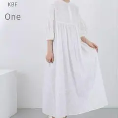 KBF　刺繍ギャザーボリュームワンピース♡ペイズリー柄♡コットン♡ロングワンピ