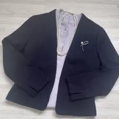 美品　セレモニースーツ　ツイードジャケット　ネイビー　卒園式　入学式