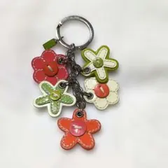 【希少】COACH コーチ ヴィンテージレザー ひまわり キーホルダー チャーム 希少】COACH コーチ ヴィンテージレザー ひまわり キーホルダー