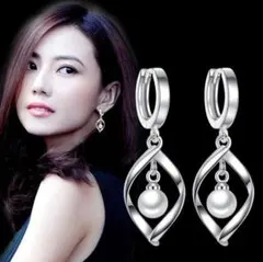v01大人気商品☆お洒落アイテム☆パールシルバージルコニア可愛いピアス223