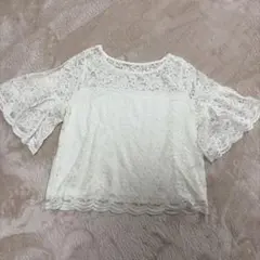 レース フレアスリーブ トップス M