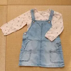 デニムジャンバースカートと長袖シャツセット 80cm