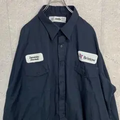 CINTAS シンタス　USA製　ワークシャツ　企業ロゴワッペン　ネイビー3XL