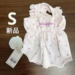 新品Sサイズ　ジェラートピケ　ハート柄フリルワンピース　ピンクのサムネイル
