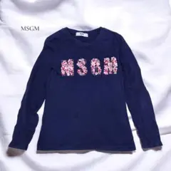 MSGM キッズ 長袖Tシャツ フラワーロゴ ネイビー 8サイズのサムネイル