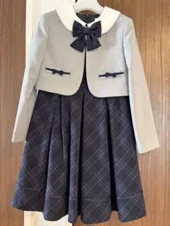 フォーマルドレスセット 130cm グレー×ネイビー