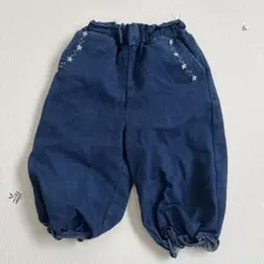 デニム ボトムス 花柄刺繍