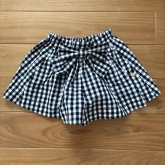 Kate spade☆リボン付き黒白チェックキュロットスカート　100