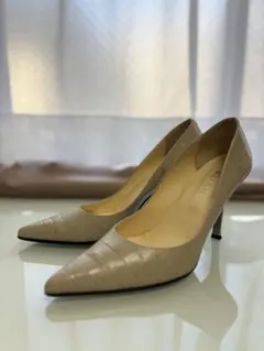 【美品】DIANAライトグレー　クロコダイルパターン ハイヒール　24.5㎝