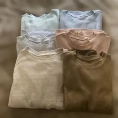 UNIQLO ワッフルクルーネック長袖トップスサイズＬ6色セット