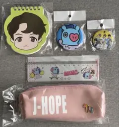 BTS J-HOPE TinyTANメモ帳等文具 & 缶バッジセット