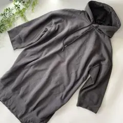 オーバーサイズ　ダークグレー フード付　パーカー　トレーナー　ワンピース