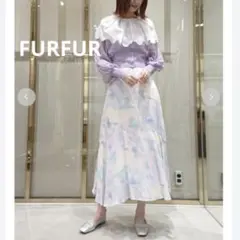 FURFUR ファーファー　インド製　タイダイ風プリントスカート　水彩画プリントのサムネイル