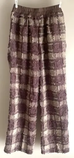 フリンジチェック柄パンツ　Mサイズ　チェック　パンツ　セレクトモカ