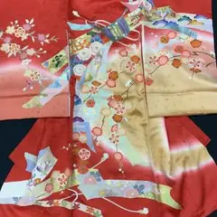 jkk 新品 ２点セット やまと 手描き友禅 訪問着・長襦袢 4442 未使用 手描き友禅 南天 訪問着 一つ紋 正絹 白 赤 紫 855