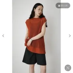 【AZUL by moussy 】　バックスリットメッシュベスト　春夏　ブラウン