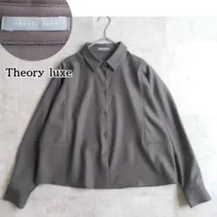 美品 セオリーリュクス New Saxony ウール ブラウス シャツ カーキ