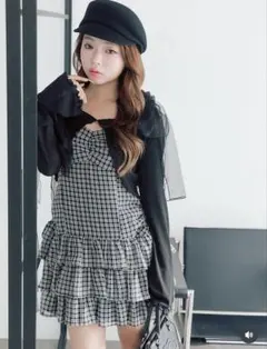 OLIVE des OLIVE肩リボンミニキャミワンピとボレロセット