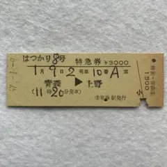 硬券切符 特急券はつかり【特急券】青森→上野のサムネイル