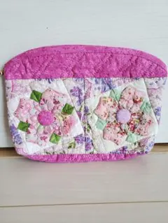 【ハンドメイド】ポーチ　パッチワーク　花柄