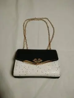 グリッター ホワイト ブラック クラッチバッグ