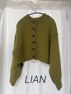 LIAN リアン オリーブグリーン クロップドニットセーター