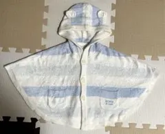 ジェラートピケ ベビーポンチョ ブルー/ホワイト