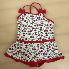 チェリー柄 フリル付きワンピース水着