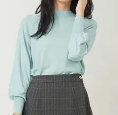 エニスィス　カシミヤブレンド　パフ袖　ニット　М　セーター　ミント　バルーン袖