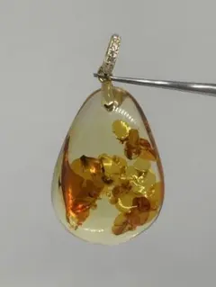 No.9 フラワーアンバー ペンダントトップ（シルバー925・ゴールド色）