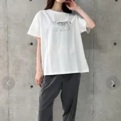 【美品】me Jane 箔プリントTシャツ ホワイト F オーバーサイズのサムネイル