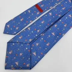 BVLGARI ネクタイ 車柄 総柄 水色 SILK 100%