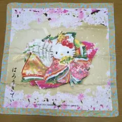 ２００１年　ハローキティ 和風 桜柄 大判ハンカチ