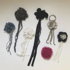 コサージュ　ブローチ　チャーム　ヘアピン　ヘアクリップ　お花モチーフ　7点セット