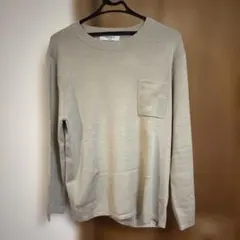 INHERIT ベージュ ポケット付きニットセーター