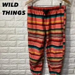 WILD THINGS ワイルドシングス　セラぺクロップド丈パンツ　ボーダー