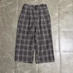 パンツ ボトムス チェック柄 オフィスカジュアル グレー L レディース