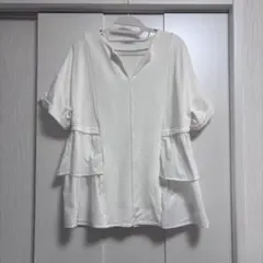 未使用 エマテイラー フレア カットソー ブラウス チュニック ホワイトのサムネイル