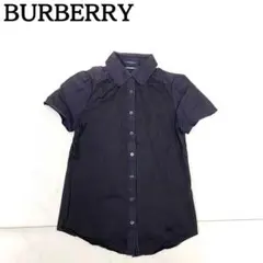 良品★BURBERRY ロンドン 半袖シャツ ノバチェック ロゴ刺繍 丸襟 1