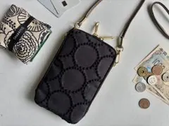再入荷❗️【スマホショルダー】ミナペルホネン タンバリン チャコール×ブラック