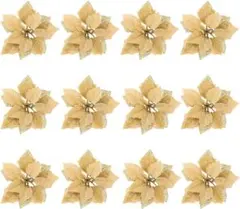 クリスマスツリー 造花 クリスマス花 フラワー オーナメント 12個 ゴールド