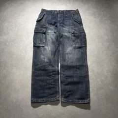 archive denim cargo wide fade y2k swag
