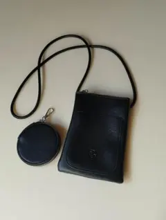 ブラック スマホショルダーバッグ コインケース付き