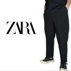 ZARA｜ストレッチジャージーベイカートラウザーズパンツMワイドテーパード