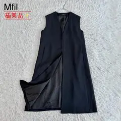 極美品★エムフィル ミカコナカムラ ノーカラー ロングジレ ブラック 40