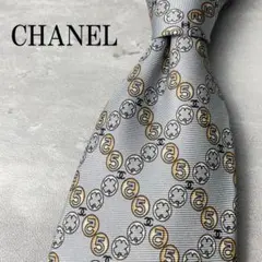 美品 CHANEL シャネル ココマーク コイン 格子柄 ネクタイ グレー