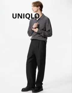 ユニクロ　タックワイドパンツ　Lサイズ　美品