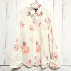 GAP 花柄シャツ 長袖 XXS レギュラーカラー ボーイフレンドフィット