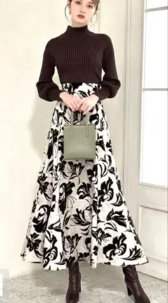 グレイル花柄 フロッキーフレアロングスカート ZARA