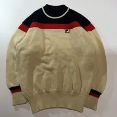 E6 90s FILA Tricolor Logo Knit Sweater